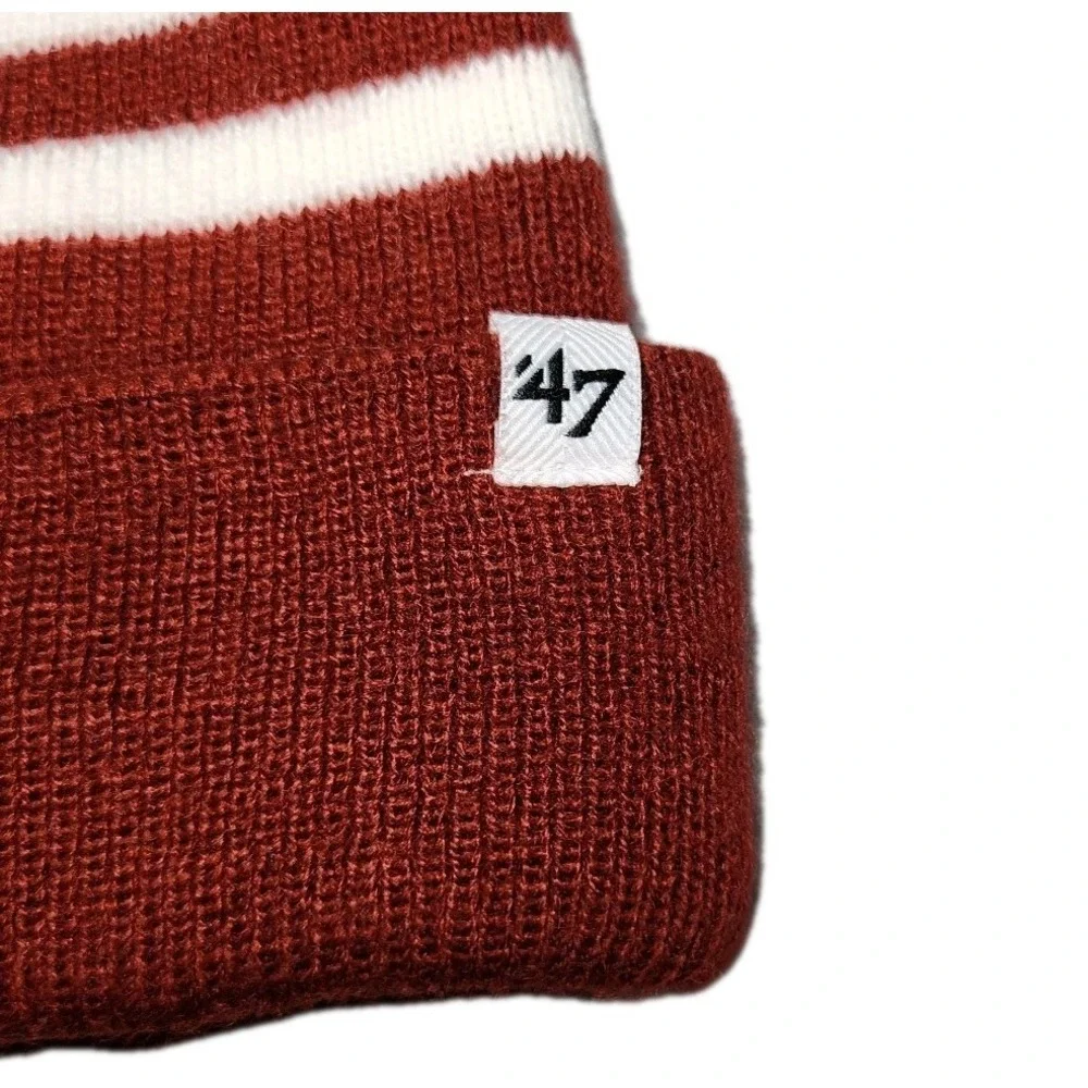 47 Brand Washington Redskins NFL Youth Beanie Hat Burgundy Gold Striped Pom Pom